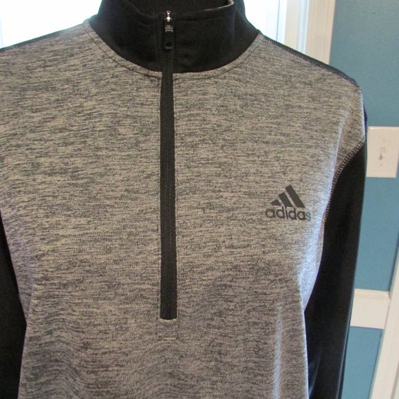 Adidas 3/4 Zip Pull-Over -Black Long Sleeves. Black Logo. Male Size Small. - Picture 2 of 6